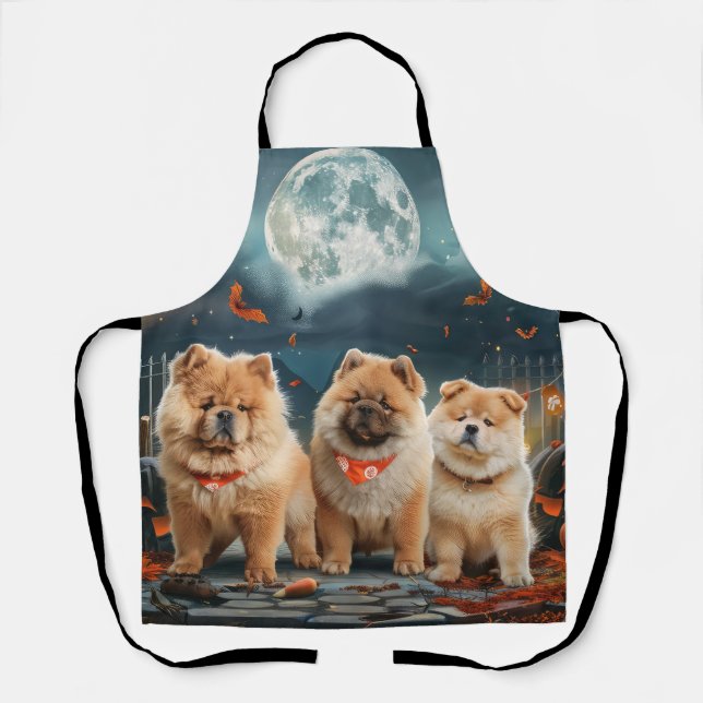 Delantal Chow Chow Halloween Espeluznante (Anverso)