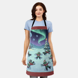 Delantal Christmas Alien Snow Angels, Apron