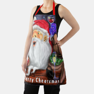 Delantal Christmas Apron Gift Santa and Reindeers Fun