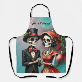 Delantal Christmas Bone Romance, A festive skeleton couple.
