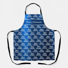 Delantal Christmas Celebration White Snowflakes Navy Blue