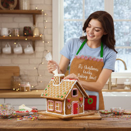 Delantal Christmas Cookie Baking Gingerbread House Apron