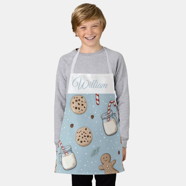 Delantal Christmas Cookies & Milk Kids Apron | Custom Name (Gastado)