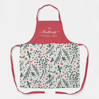 Delantal Christmas family apron | Hand drawn green branches
