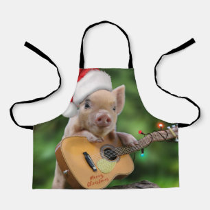 Delantal Christmas guitar pig