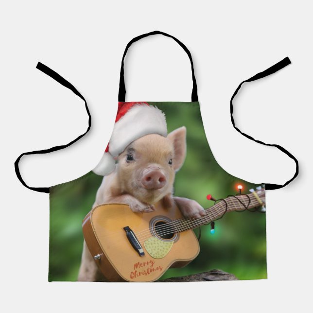 Delantal Christmas guitar pig (Anverso)