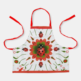 Delantal Christmas Ladybug Red White Kids Green Kitchen