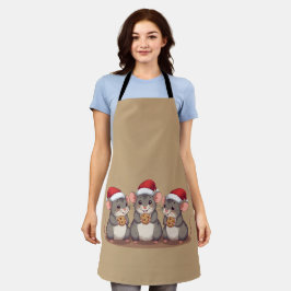 Delantal Christmas Mice Eating Santa's Cookies, Apron