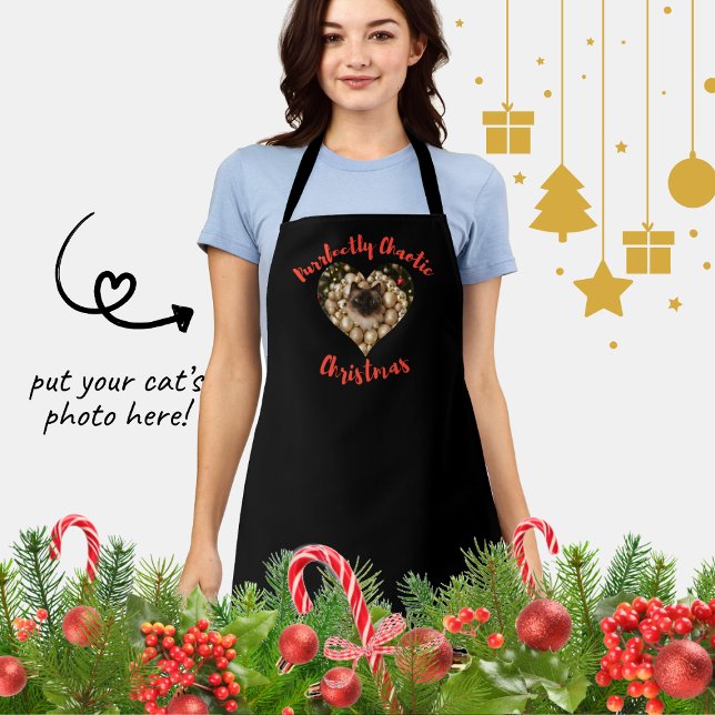 Delantal Christmas Personalized Cat Heart Photo Frame (Subido por el creador)