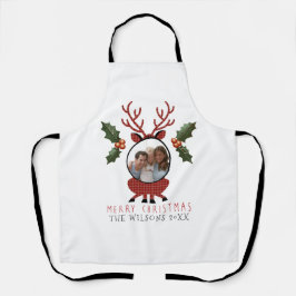 Delantal Christmas Plaid Reindeer with Personalized Photo