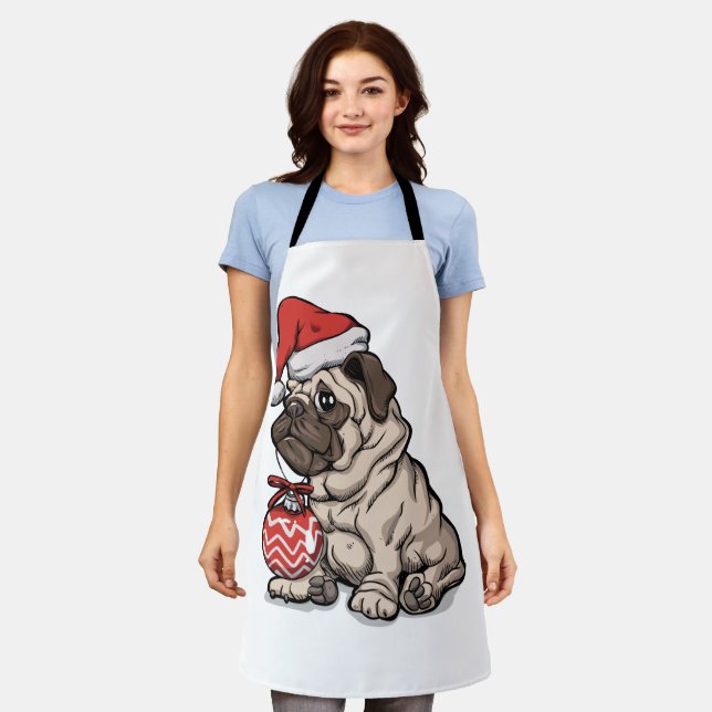 Delantal Christmas Pug cute hat cartoon (Gastado)