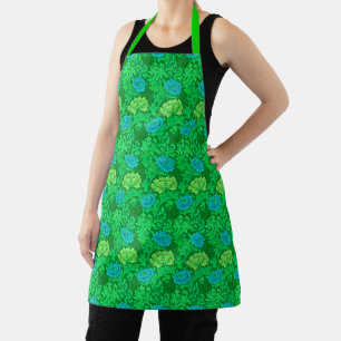 Delantal Chrysanthemums de William Morris, Lime Green y Aqu