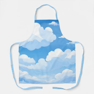 Delantal Cielo Lleno de Nubes   Pintura de Cielo Azul Acuar