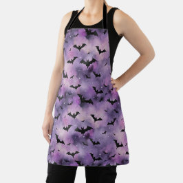Delantal Cielo morado de Halloween con murciélago - Cuto es