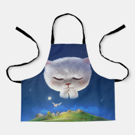 Delantal Cielo nocturno soñado con gato
