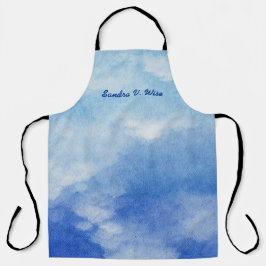 Delantal Cielos Soñados Acuarela Azul y Blanco Personalizad