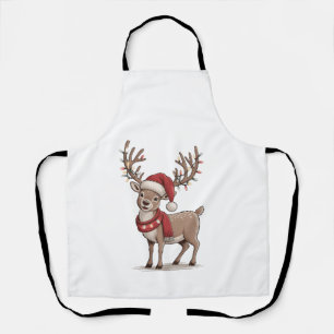 Delantal Ciervo Animal Navidad Ciervo Sombrero de Santa Nav