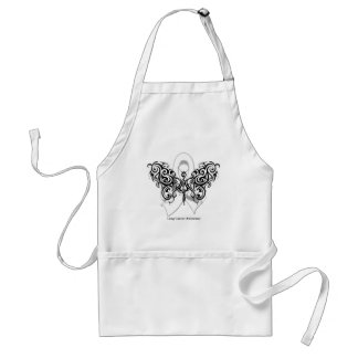 Delantal Cinta de mariposa tribal de cáncer de pulmón