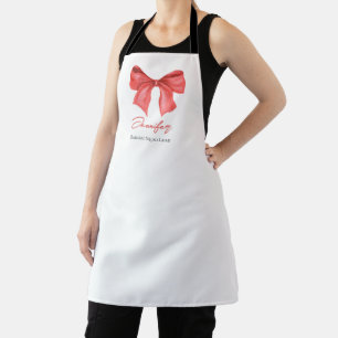 Delantal Cinta Roja Acuarela Minimalista Personalizada de V