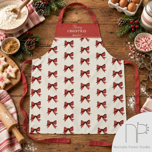 Delantal Cinta Roja Dibujada a Mano Feliz Navidad