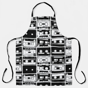 Delantal Cintas de audio retro, patrón anticuado.