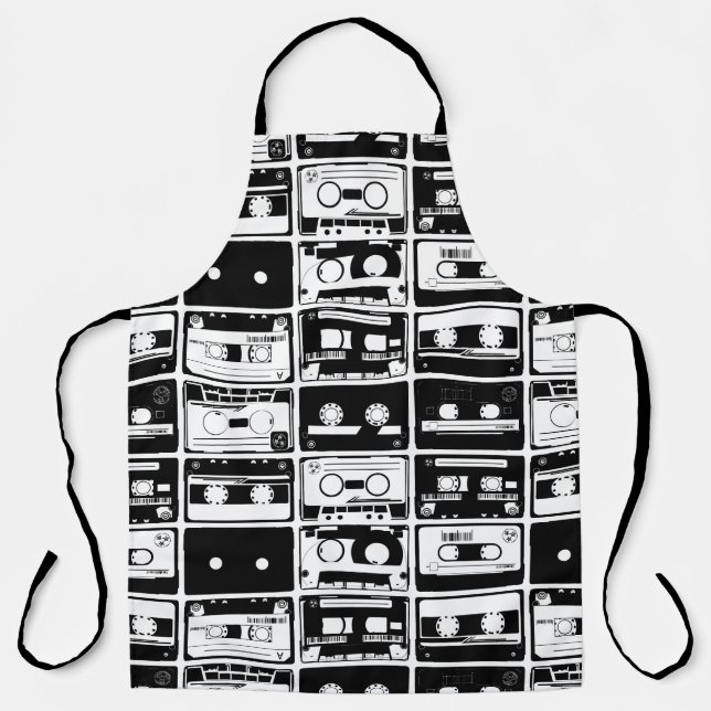 Delantal Cintas de audio retro, patrón anticuado. (Anverso)