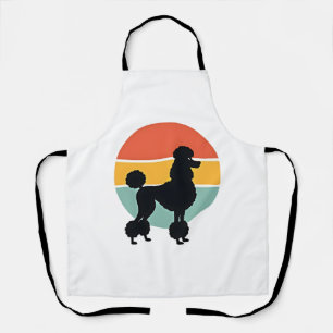 Delantal Círculo de silueta de perro retro puesta de sol de
