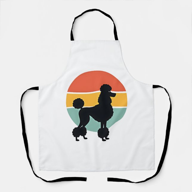 Delantal Círculo de silueta de perro retro puesta de sol de (Anverso)