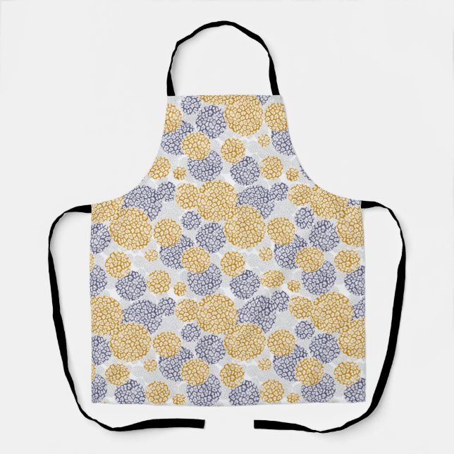 Delantal Círculos con huella de piel de leopardo amarillo y (Anverso)