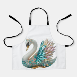 Delantal Cisne de Diamante Deslumbrante con Cristal de Oro 