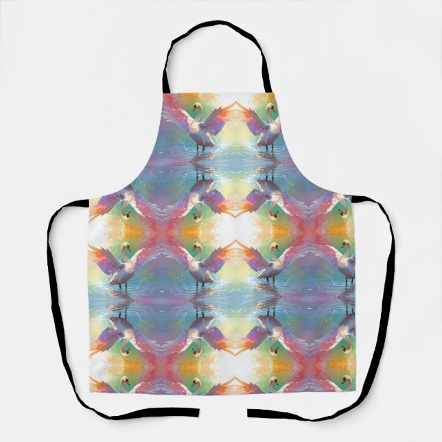 Delantal Cisne elegante sobre un estanque sereno (Anverso)