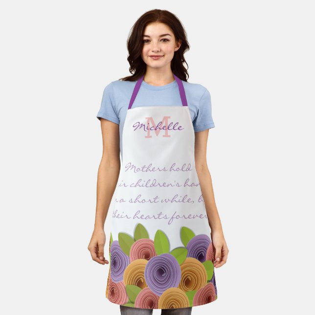 Delantal Cita de Día de la Madre floral moderna personaliza (Gastado)