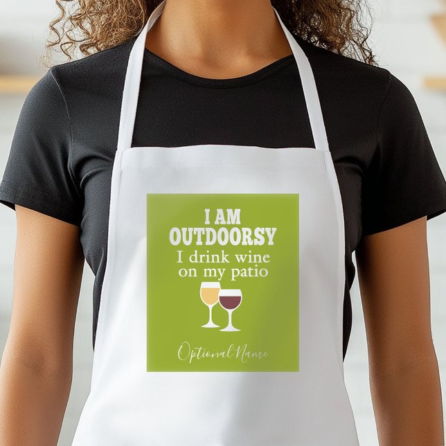 Delantal Cita de vino divertida - Bebo vino en mi patio (Personalized Kitchen Apron)