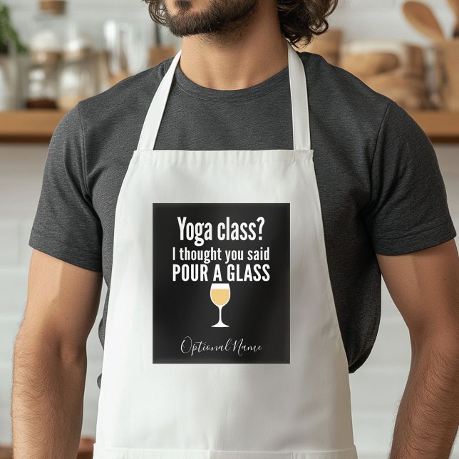 Delantal Cita de vino divertida - ¿Clase de Yoga? Vierta un (Custom Apron with a Photo Collage)