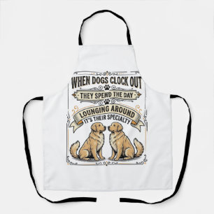 Delantal Cita Divertida de Perro Grabado Vintage Pups Repan