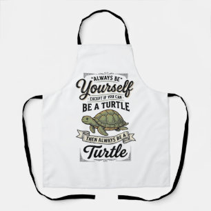 Delantal Cita Divertida de Tortuga Diseño de Grabado Vintag