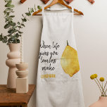 Delantal Cita moderna divertida de limón amarillo<br><div class="desc">Cita moderna divertida de limón amarillo</div>