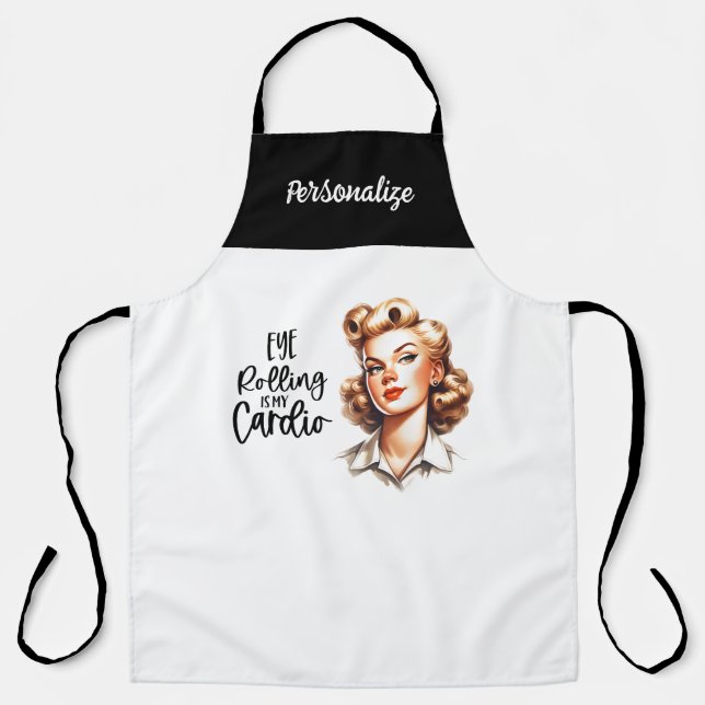 Delantal Cita sarcástica divertida de Glam Chica retro de l (Anverso)