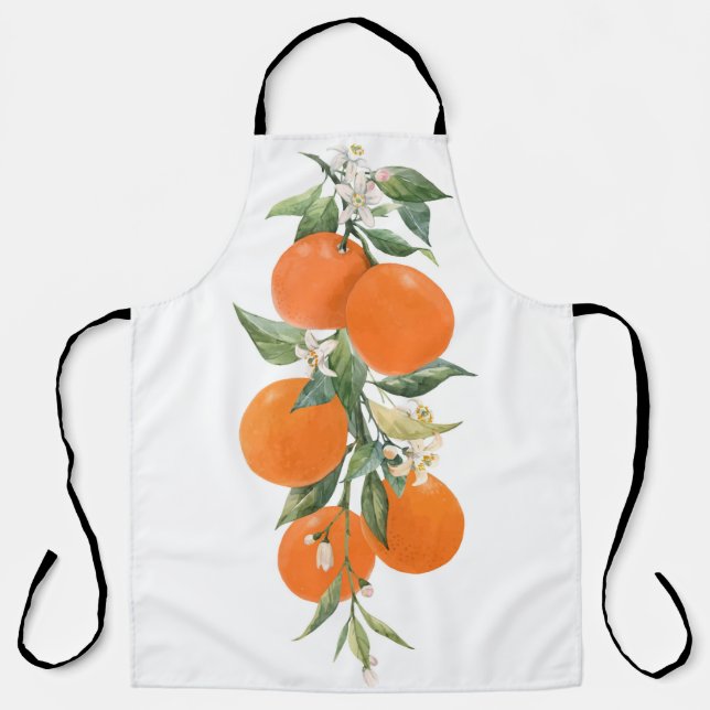 Delantal Cítricos acuarelas frutos naranja limón (Anverso)