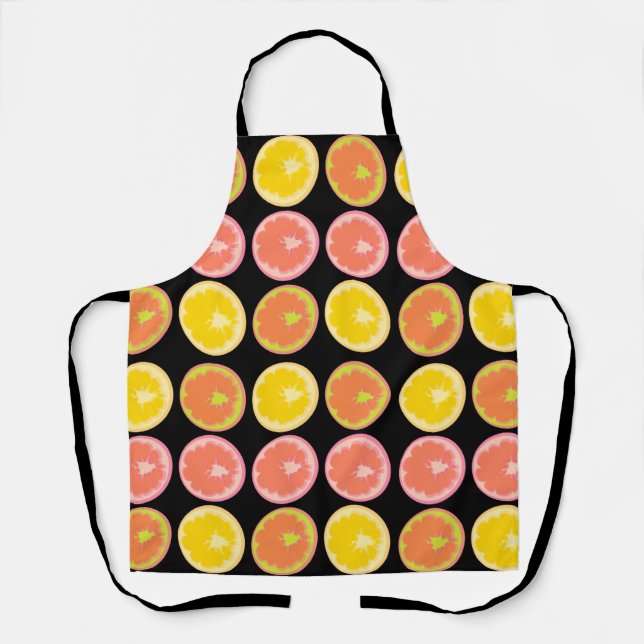 Delantal Citrus Candy Lemon Pattern Black (Anverso)
