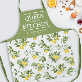 Delantal Citrus Lemons Reina del nombre de cocina Apron