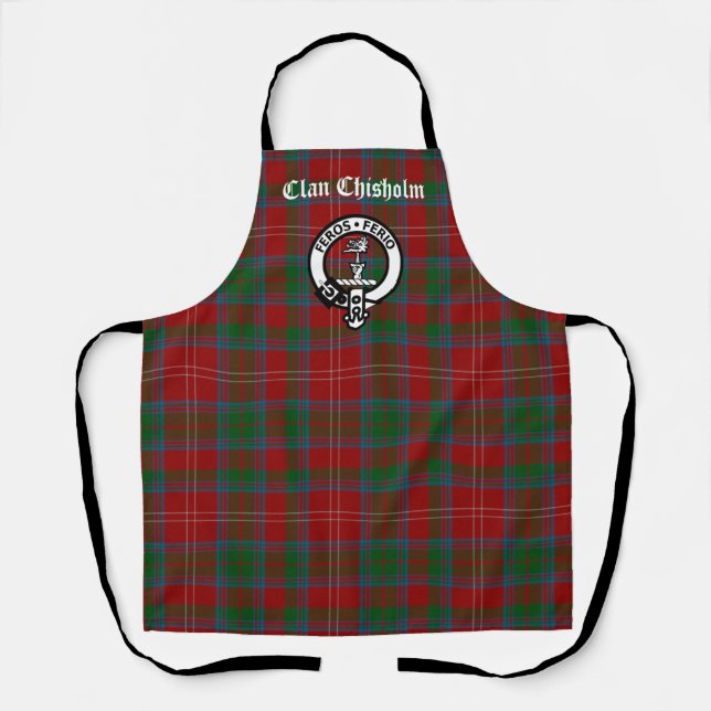 Delantal Clan Chisholm Tartan & Escudo Badge (Anverso)