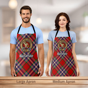Delantal Clan MacFarlane Escudo sobre Red Tartán