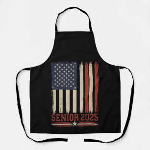 Delantal Clase de graduación Senior 2025 bandera estadounid