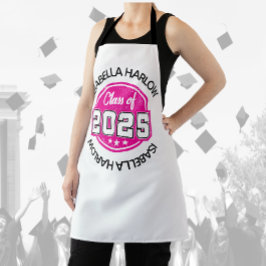 Delantal Clase de nombre de graduado rosado 2025