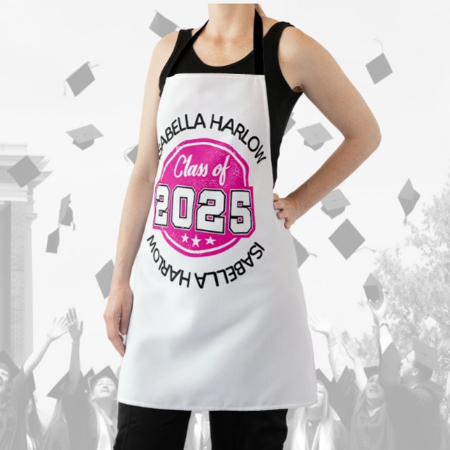 Delantal Clase de nombre de graduado rosado 2025 (Subido por el creador)