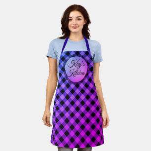 Delantal Clásica impresión de Gingham púrpura y rosa