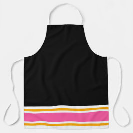 Delantal Clásico Divertido Negro Rosa Amarillo Rayas de Car