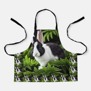 Delantal "Clásico encanto: Conejo conejo conejo blanco y ne
