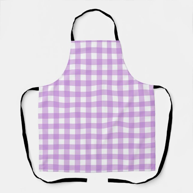 Delantal Clásico Gingham Check Plaid Pattern Lilac (Anverso)